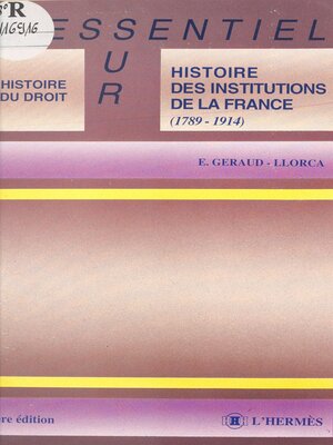 cover image of Histoire des institutions de la France